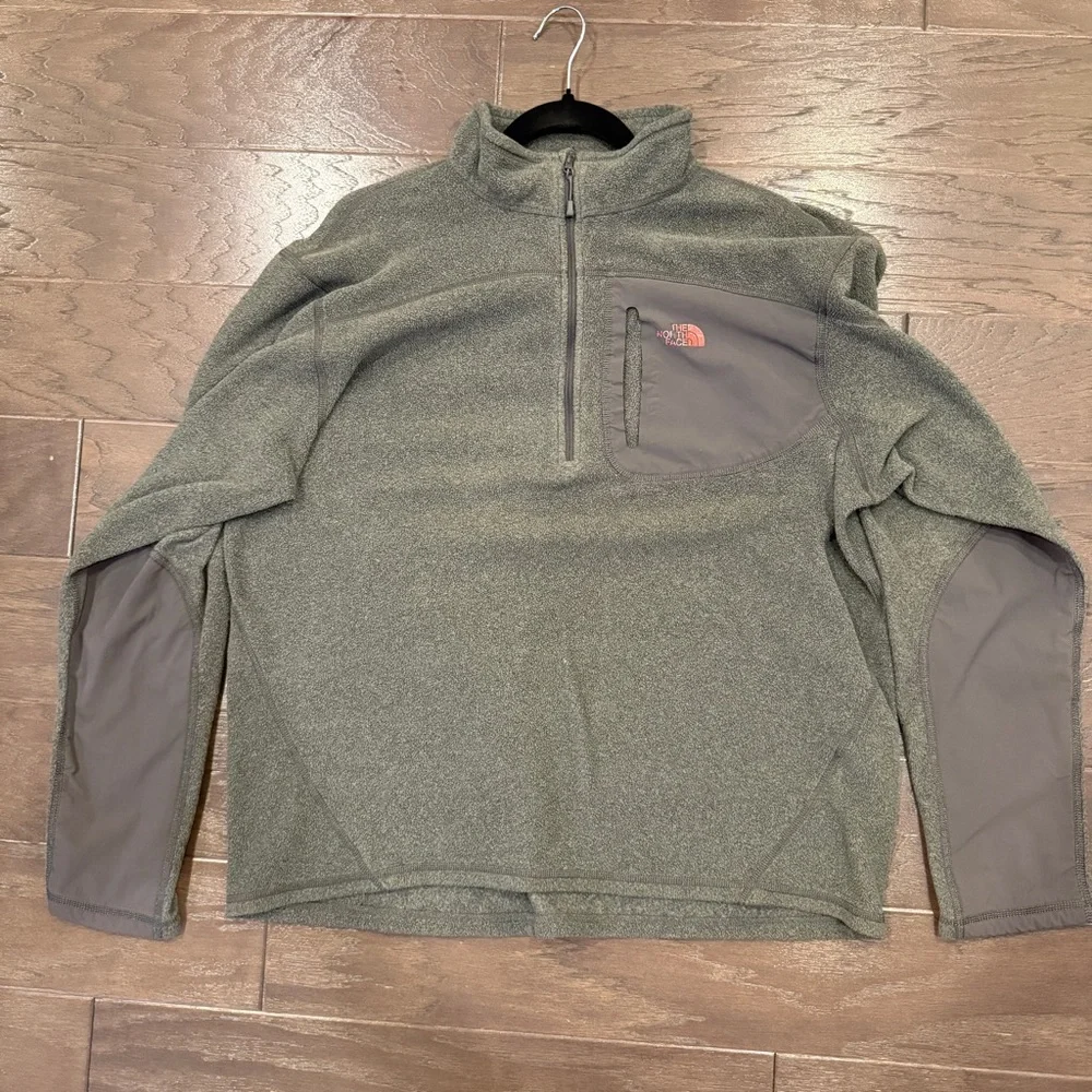 The North Face 1/4-Zip Fleece Pullover Men’s Large – Olive and Gray, Worn/As-Is